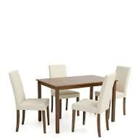 BOXED SET OF 4 PRIMO FAUX LEATHER CHAIRS - DARK WOOD/CREAM (1 BOX)