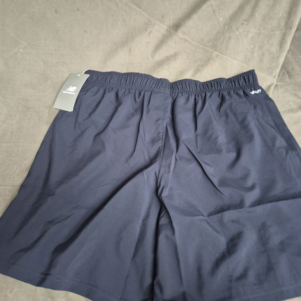 NEW BALANCE NAVY MEN'S SHORTS – ELASTICATED WAIST, SIZE L