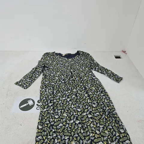 UK 12 SEASALT CORNWALL WOMENβS ORGANIC COTTON DRESS β NAVY LEAF PRINT
