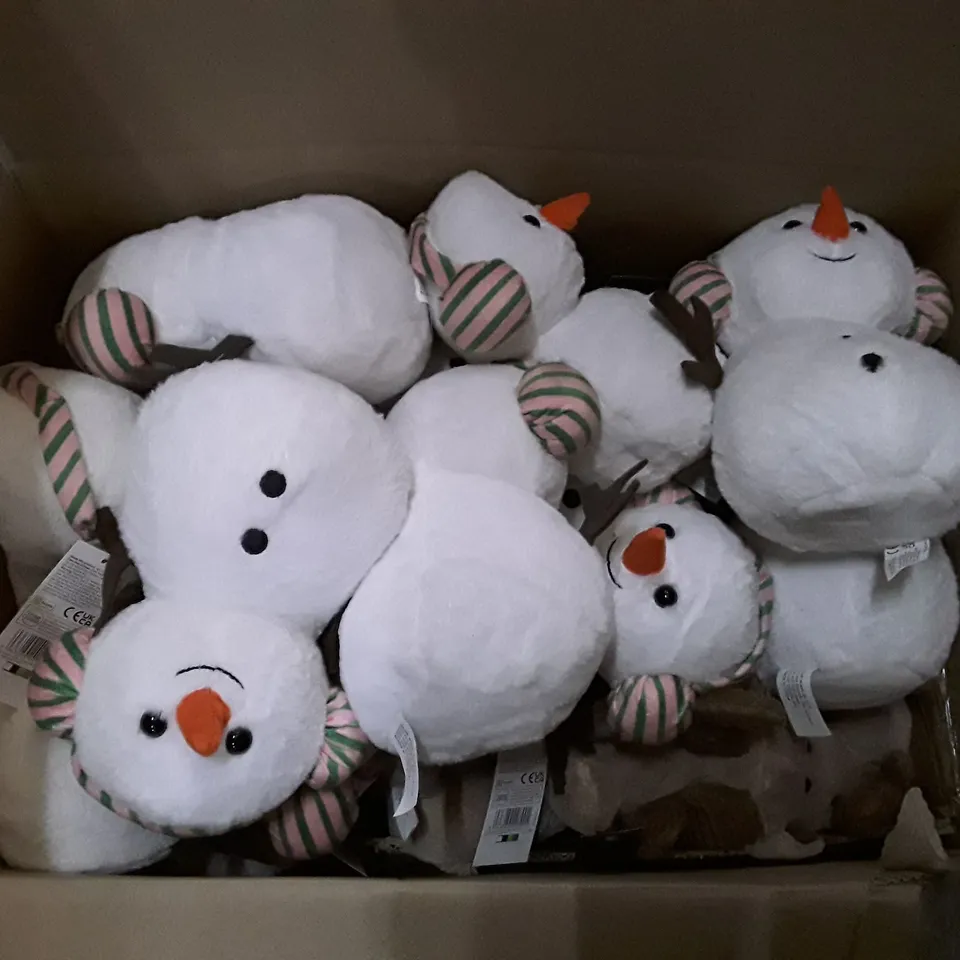 BOX CONTAINING APPROXIMATELY 30 BRAND NEW CHRISTMAS SNOWMEN & REINDEER TOYS