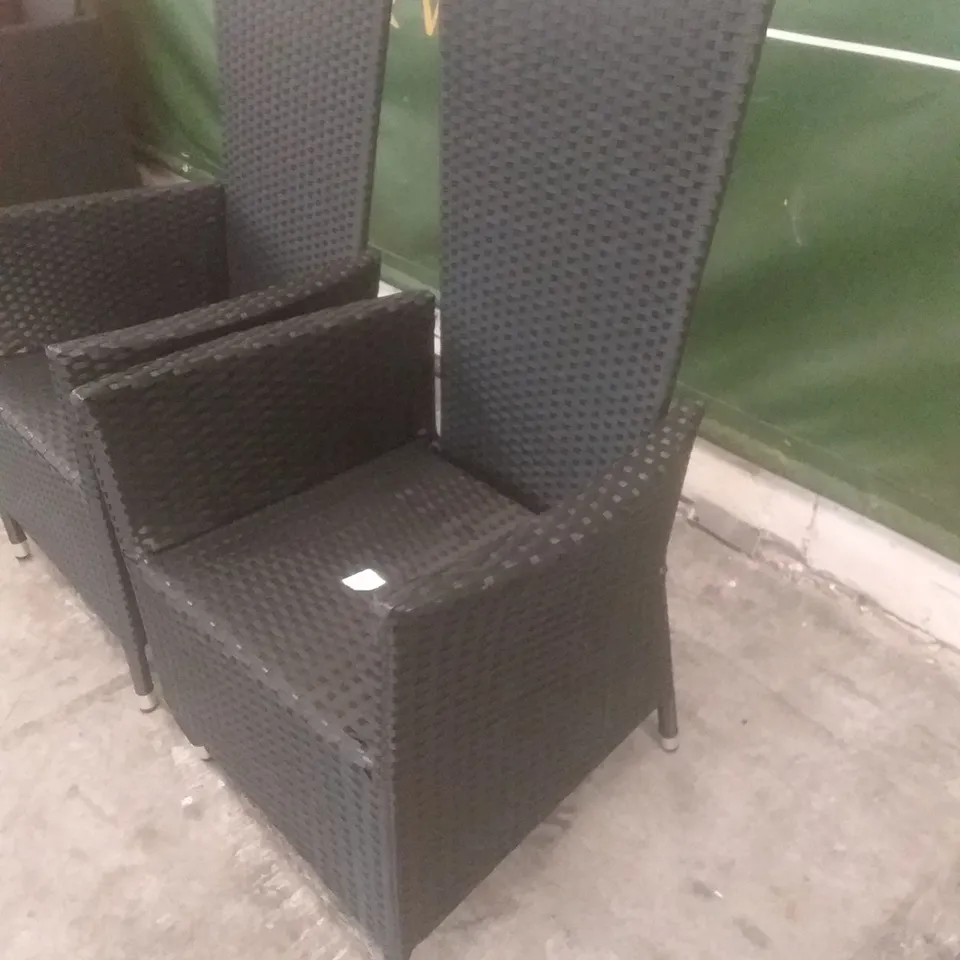 X2 RATTAN EFFECT GARDEN ARMCHAIRS BLACK 