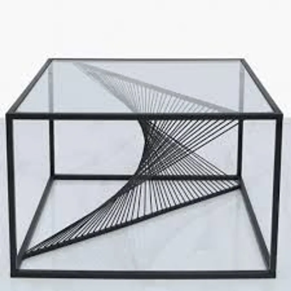 BRAND NEW BOXED HOMESDIRECT365 BLACK METAL/GLASS COFFEE TABLE