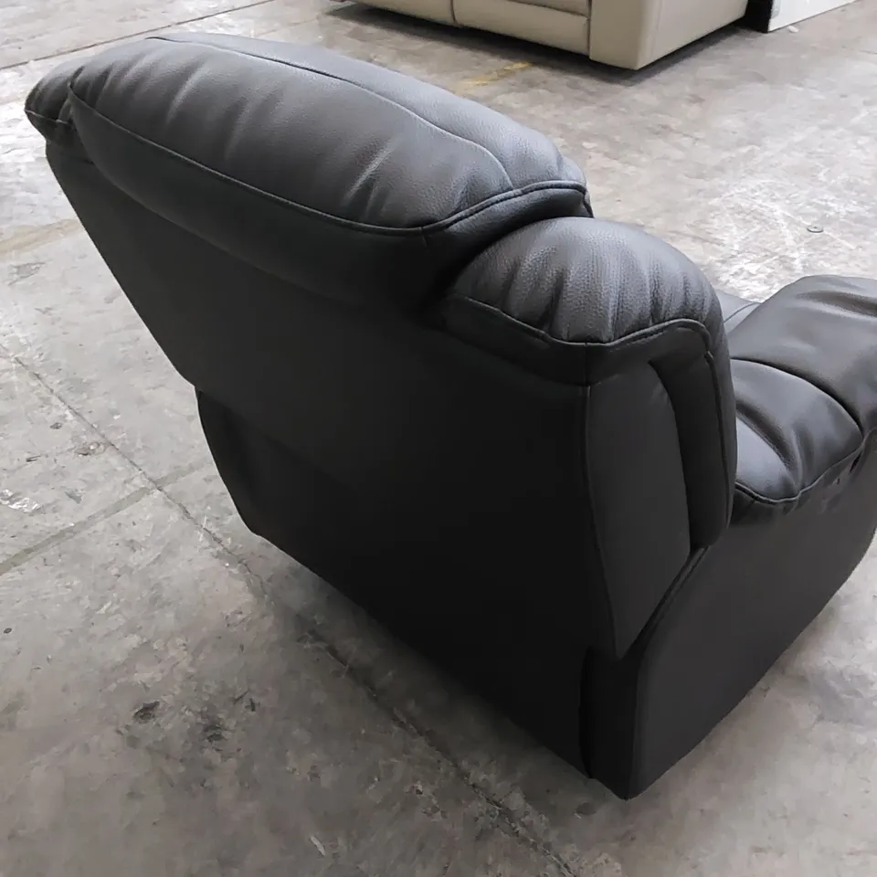 DESIGNER BLACK LEATHER MANUAL RECLINER ARMCHAIR 