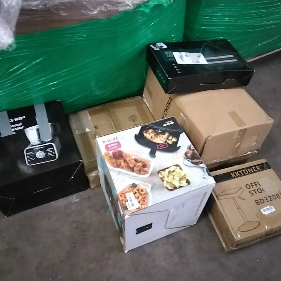 PALLET OF ASSORTED ITEMS TO INCLUDE: AIR FRYER, FOOD PROCESSOR, AIR COOLER, FLY ZAPPER ETC