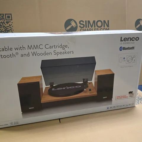 BOXED LENCO TURNTABLE WITH BLUETOOTH AND SPEAKERS - LS-300WD V2