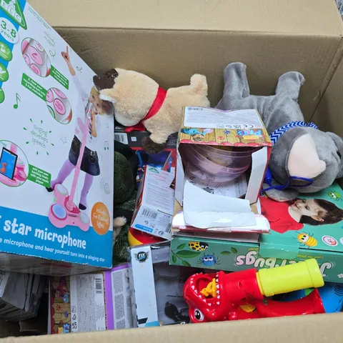 APPROXIMATELY 12 ASSORTED TOYS & GAMES PRODUCTS TO INCLUDE STAR CHOPPER, SING STAR MICROPHONE, NUSY LITTLE HAMSTER, ETC - COLLECTION ONLY