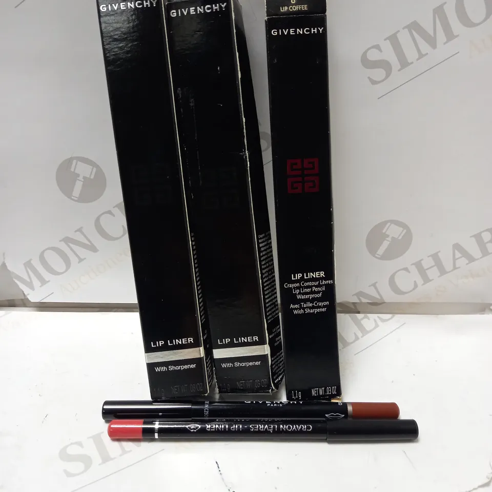 LOT OF 3 ASSORTED GIVENCHY LIP LINERS TO INCLUDE 2 X 05 CORAIL DECOLL & 8 LIP COFFEE
