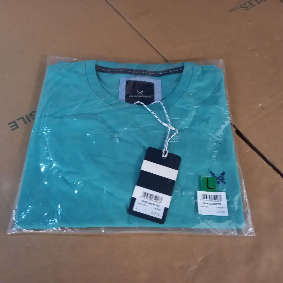 BAGGED CREW CLOTHING CREW CLASSIC TEE IN LAGOON  - L