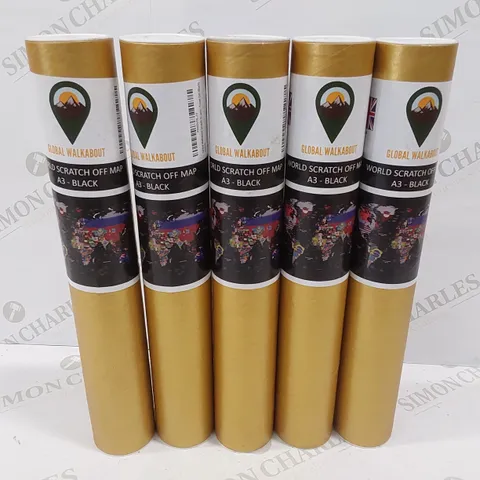 5 BRAND NEW A3 WORLD SCRATCH OFF MAPS