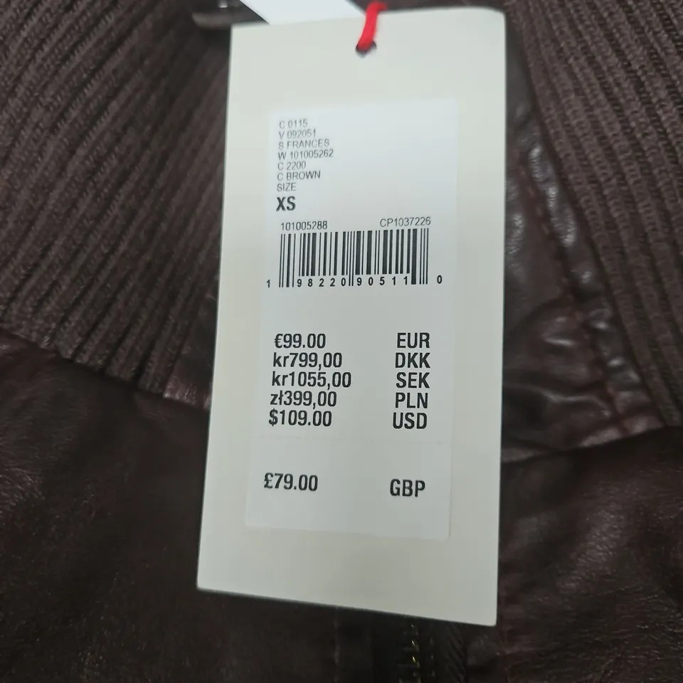 BDG URBAN OUTFITTERS BROWN LEATHER BOMBER JACKET – UK6 (XS)