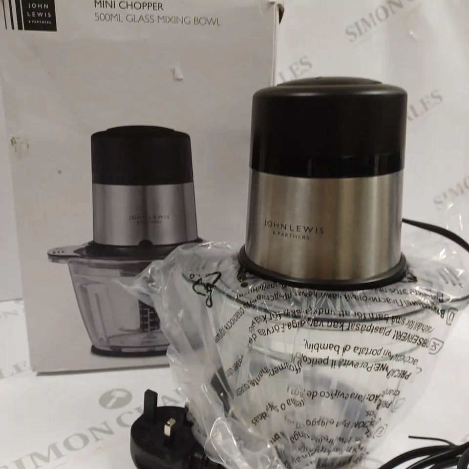 JOHN LEWIS MINI CHOPPER GLASS MIXING BOWL 