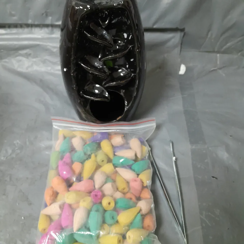 CERAMIC BACKFLOW INCENSE HOLDER WITH CONES 