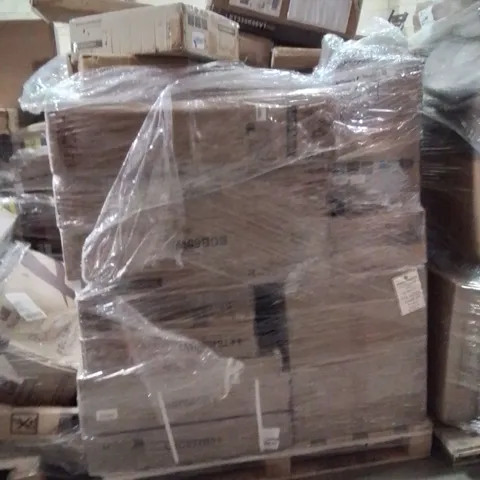 PALLET OF ASSORTED HOUSEHOLD GOODS AND PRODUCTS TO INCLUDE;CORNER BRACKET,OFFICE CHAIR,DESK