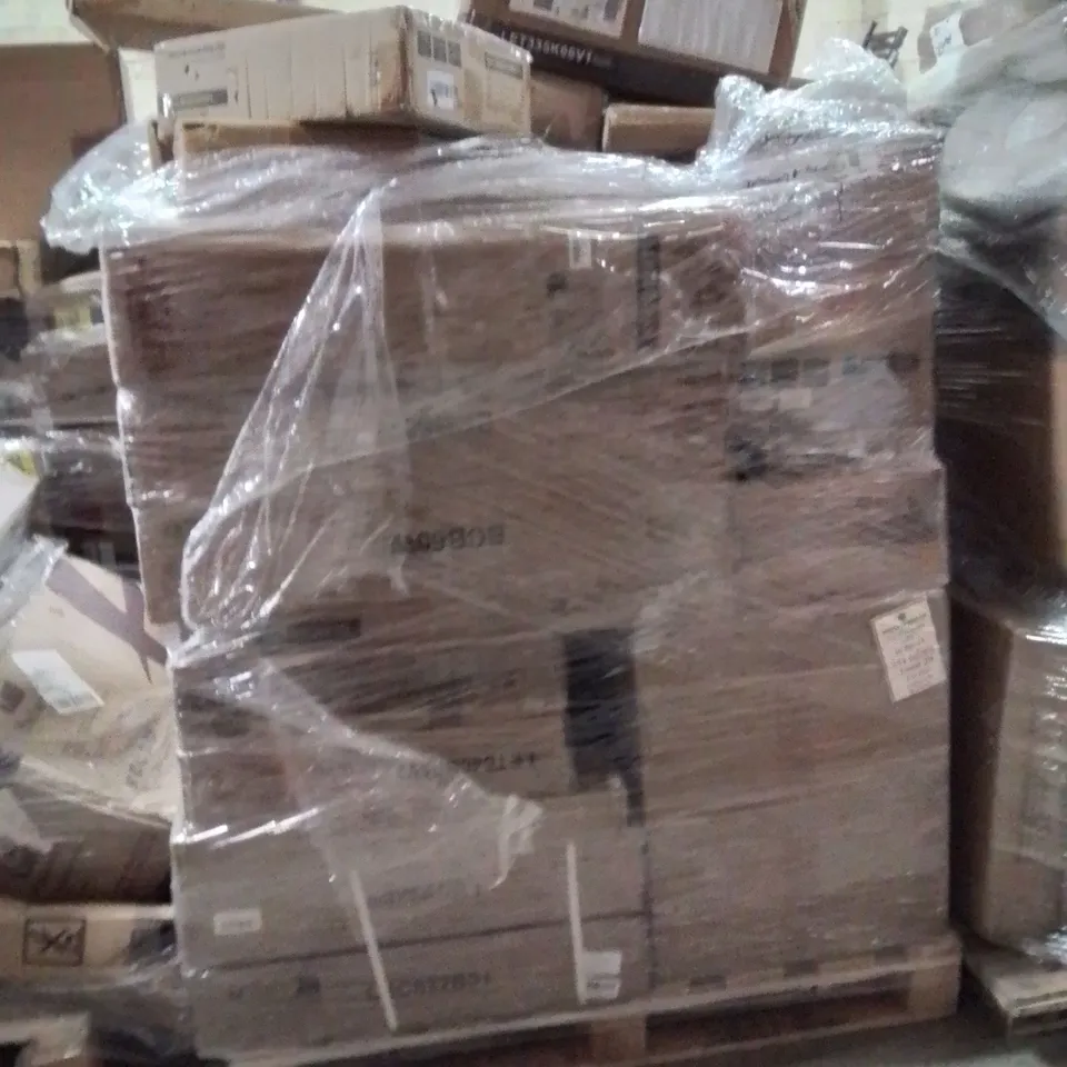 PALLET OF ASSORTED HOUSEHOLD GOODS AND PRODUCTS TO INCLUDE;CORNER BRACKET,OFFICE CHAIR,DESK