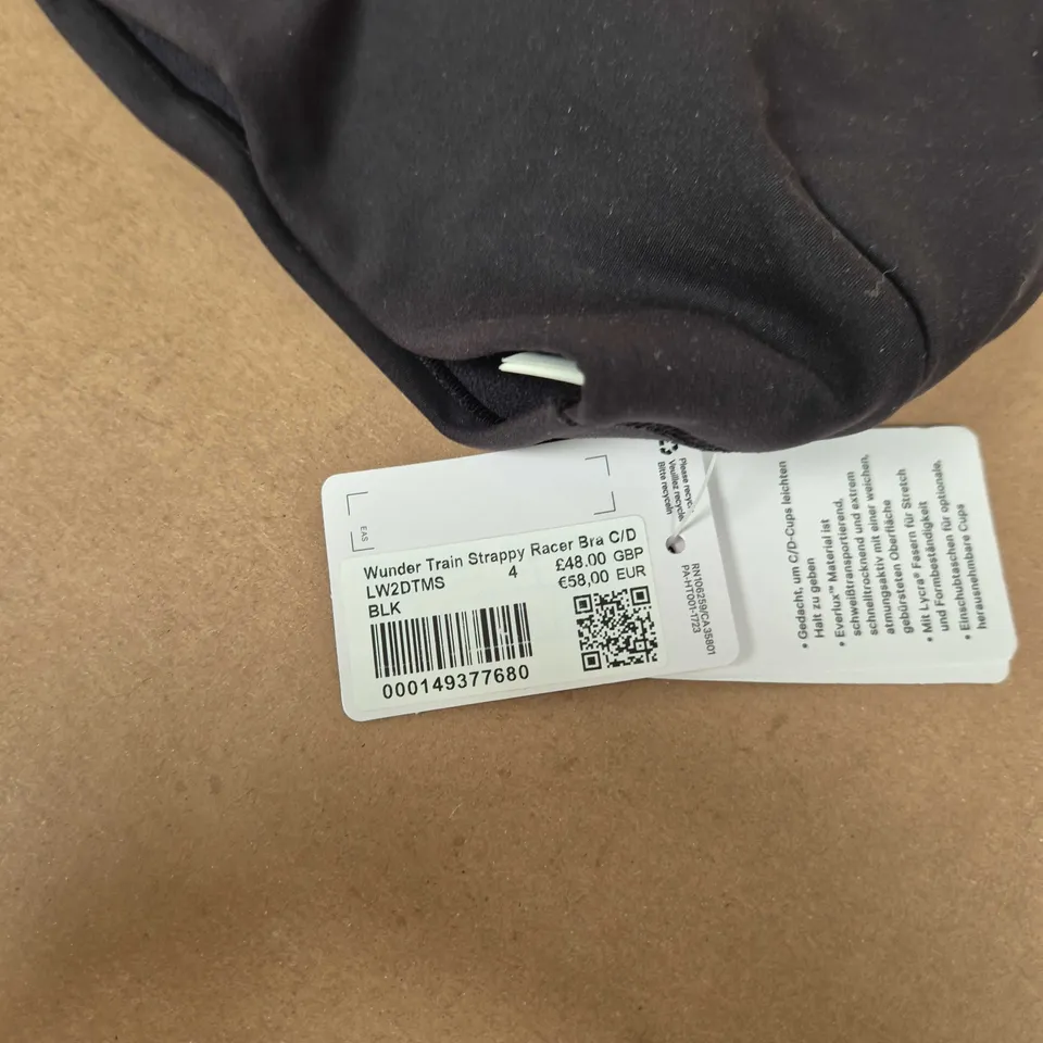 LULULEMON WUNDER TRAIN STRAPPY RACER BRA C/D – BLACK, UK 8 (US 4)