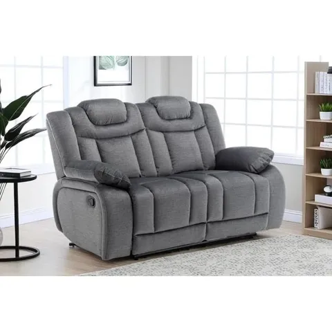 BOXED CHENILLE FABRIC MANUAL RECLINER SOFA WITH A CONSOLE 