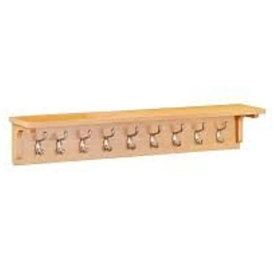 BOXED HALLOWOOD FURNITURE WAVERLY OAK COAT HANGER WITH SHELF WITH 9 PEGS - OAK (1 BOX)
