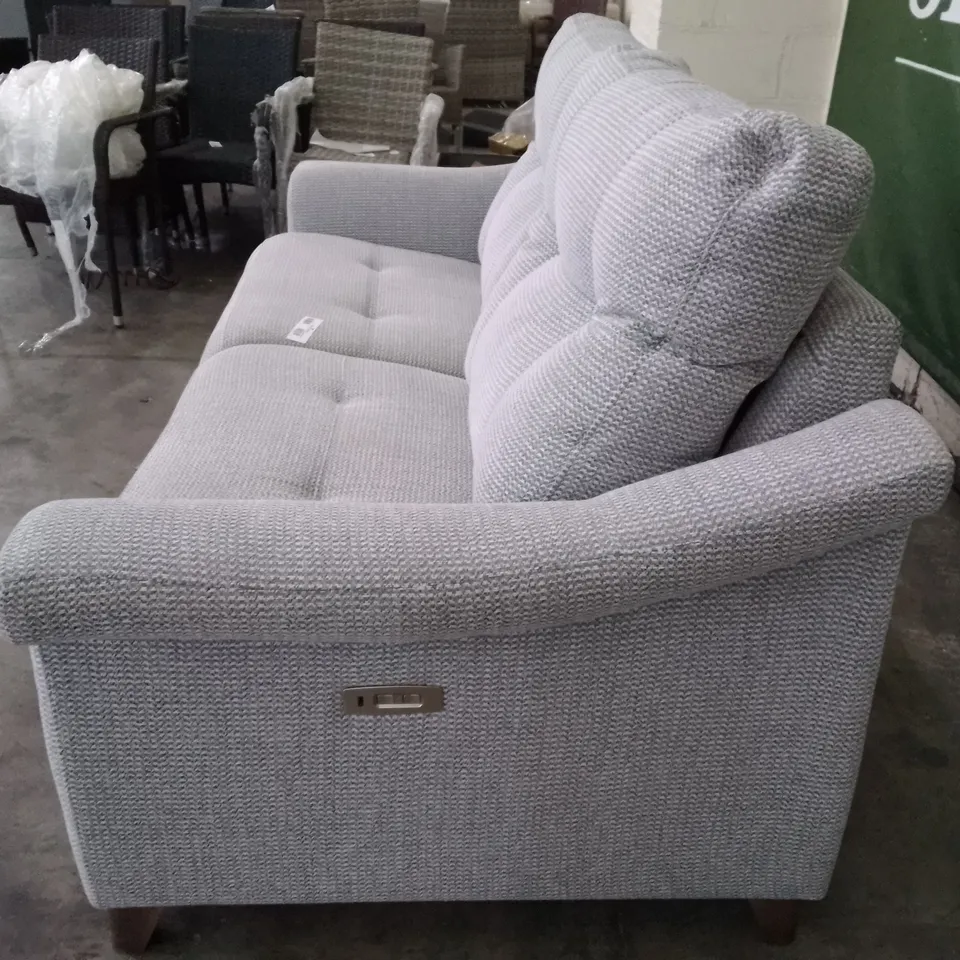 QUALITY DESIGNER G-PLAN RILEY LARGE ELECTRIC RECLINER DBL SOFA - SAHARA SLATE FABRIC 