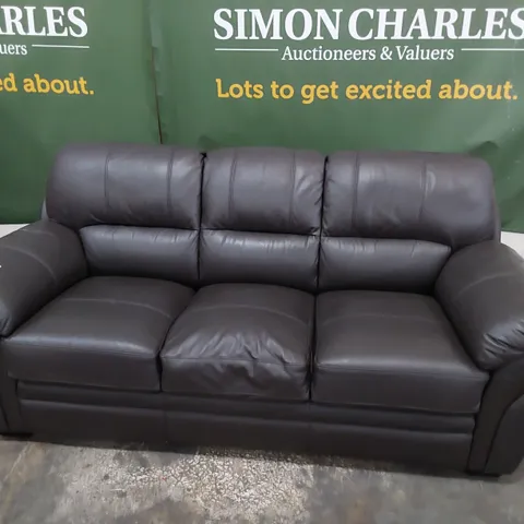 DESIGNER THREE SEATER SOFA CHARCOAL LEATHER