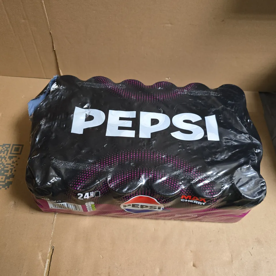 A CRATE OF APROXIMATELY 24 CANS OF PEPSI MAX CHERRY