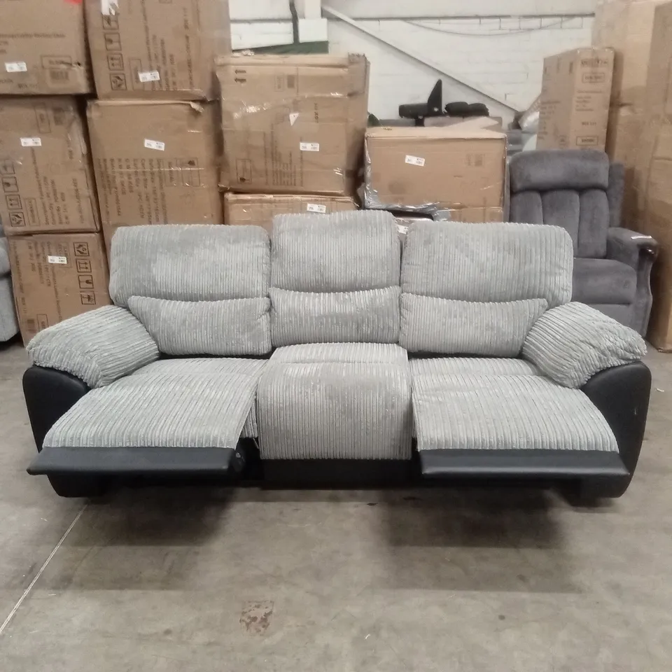 SIENNA FABRIC/FAUX LEATHER HIGH BACK 3 SEATER RECLINER SOFA RRP £849