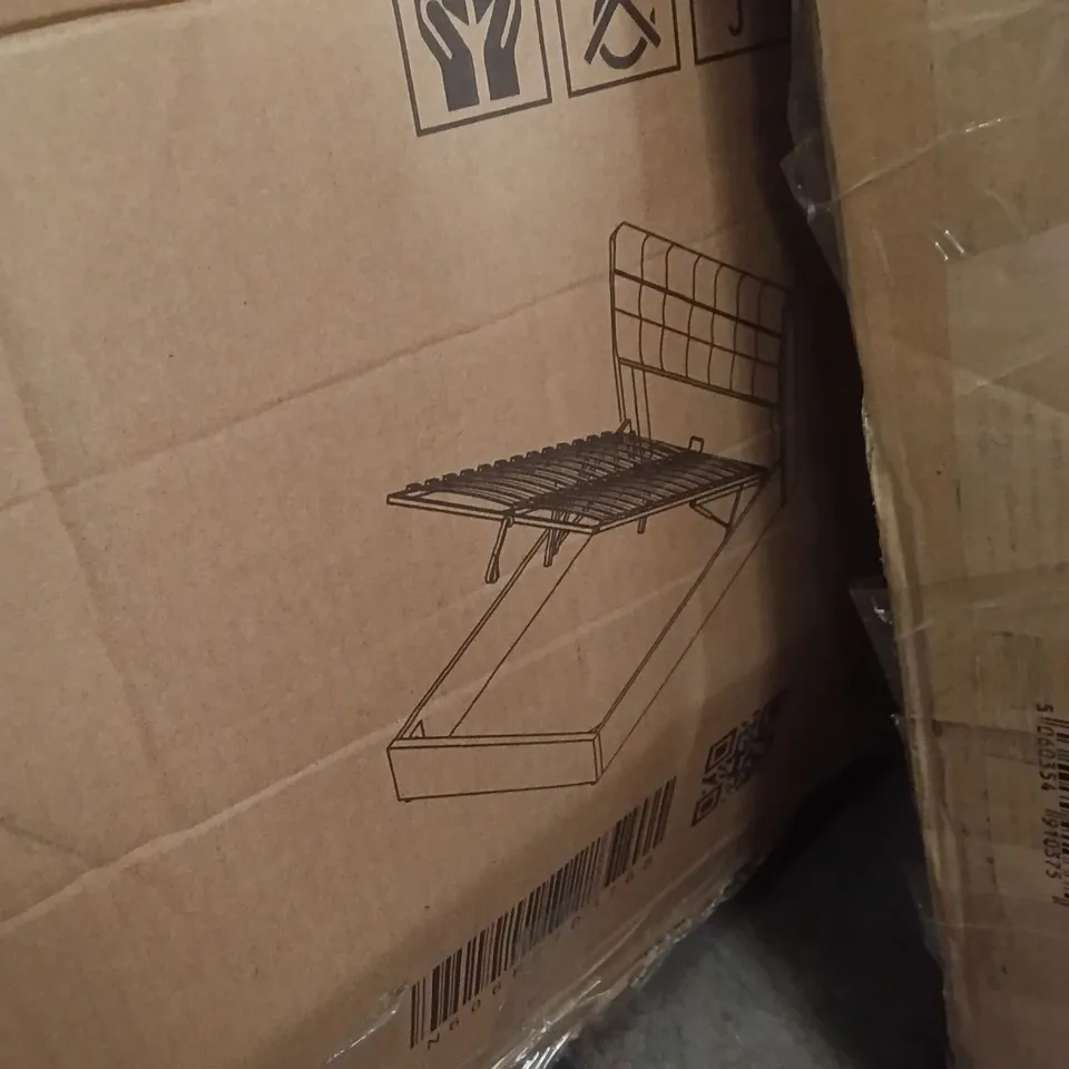 BOXED DOUBLE UPHOLSTERED BED - BLACK - (2 BOXES)