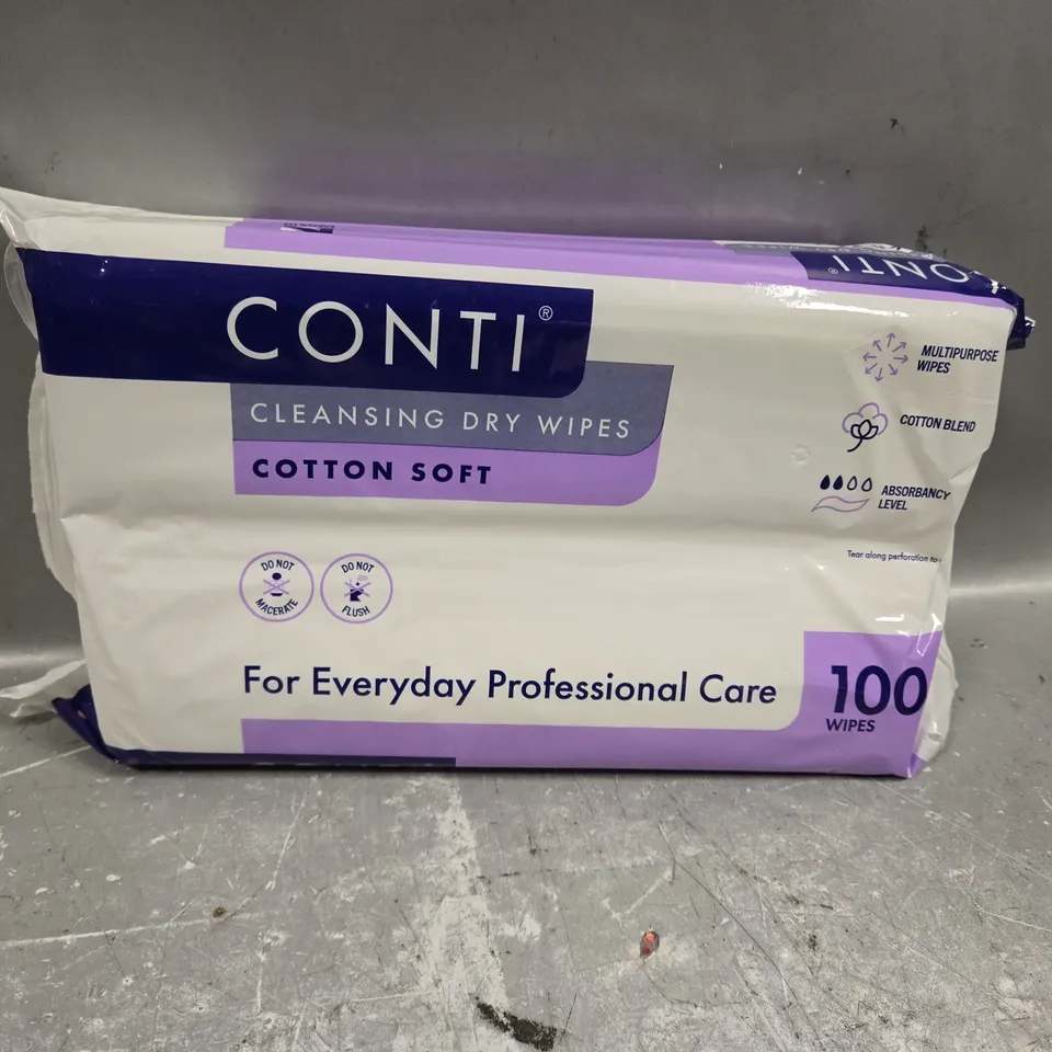 APPROXIMATELY 20 PACKS OF CONTI 100 CLEANSING DRY WIPES 