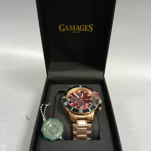 GAMAGES LONDON ACQUIRER ROSE RED DIAL WATCH 