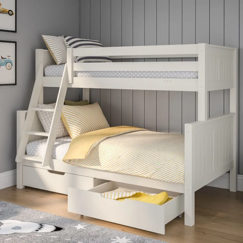 BOXED CLASSIC ORIGINALS TRIO BUNK BED WITH A PAIR OF DRAWERS - WHITE (4 BOXES)