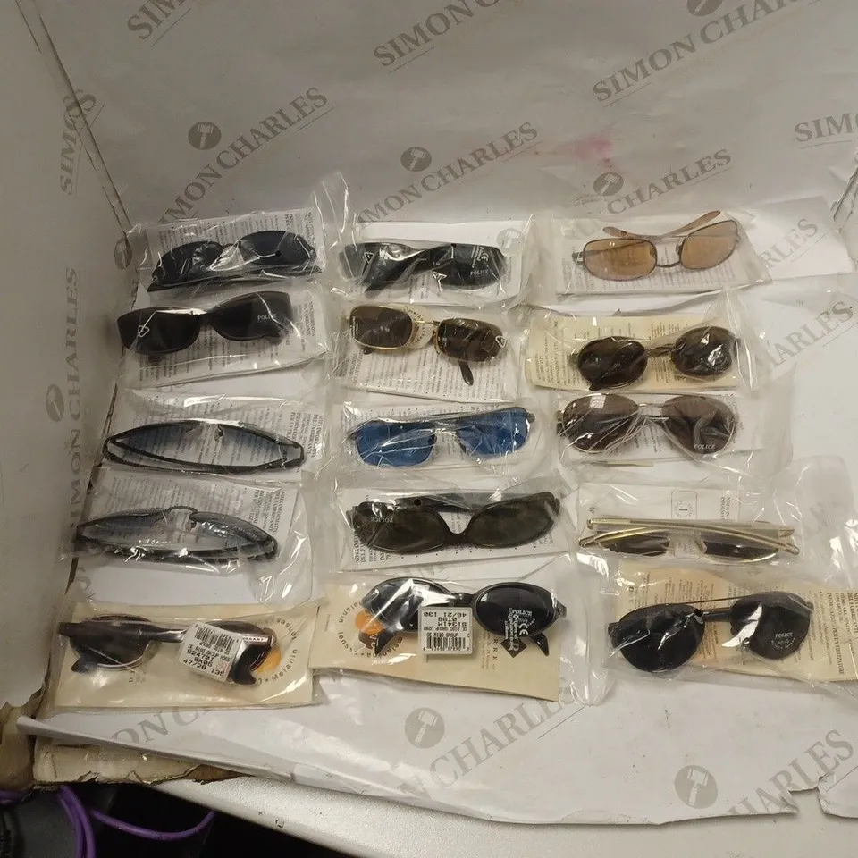 APPROXIMATELY 30 DIFFERENT DIERRE POLICE SUNGLASSES OF DIFFERENT STYLES AND COLOURS