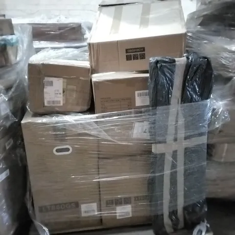 PALLET OF ASSORTED PRODUCTS AND HOUSEHOLD GOODS TO INCLUDE;OFFICE CHAIR,TRASH CAN,CORNER BRACKET
