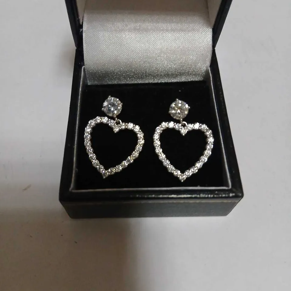 DIAMONIQUE 1.9CT TW HEART EARRINGS STERLING SILVER