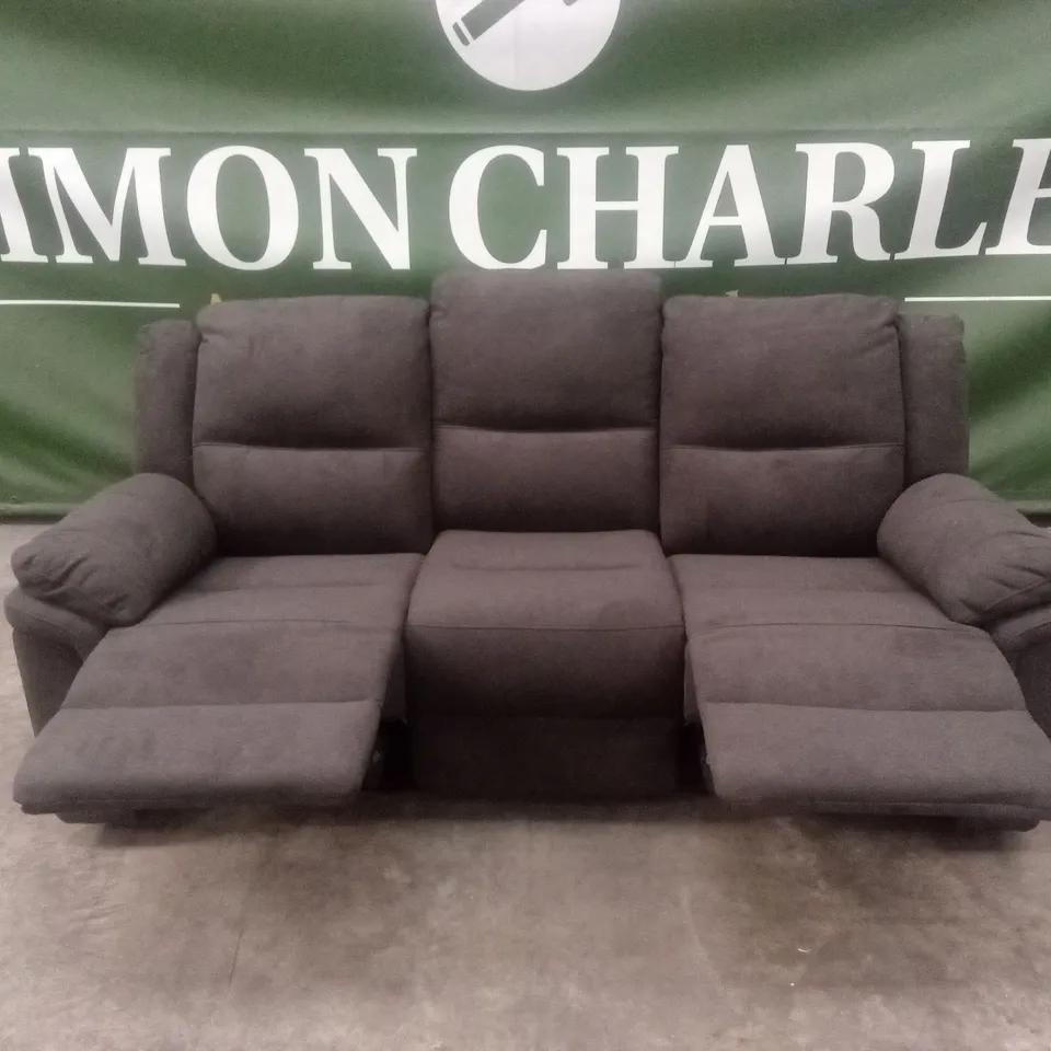 ALBION CHENILLE 3 SEATER HIGH BACK MANUAL RECLINER SOFA - CHARCOAL RRP £679