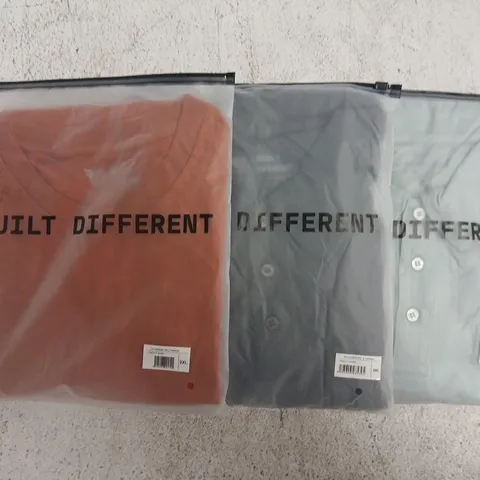 SET OF APPROXIMATELY 10 ASSORTED BUILT DIFFERENT T-SHIRTS/SHIRTS IN VARIOUS COLOURS AND SIZES