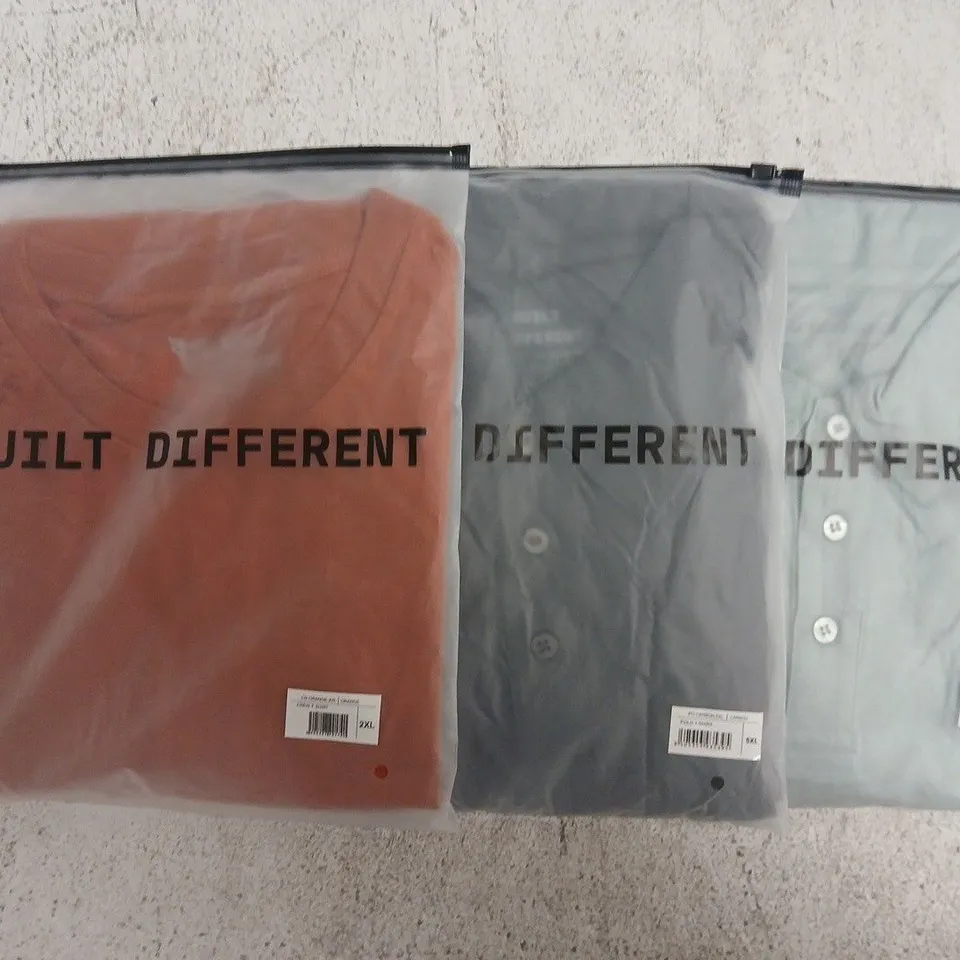 SET OF APPROXIMATELY 10 ASSORTED BUILT DIFFERENT T-SHIRTS/SHIRTS IN VARIOUS COLOURS AND SIZES