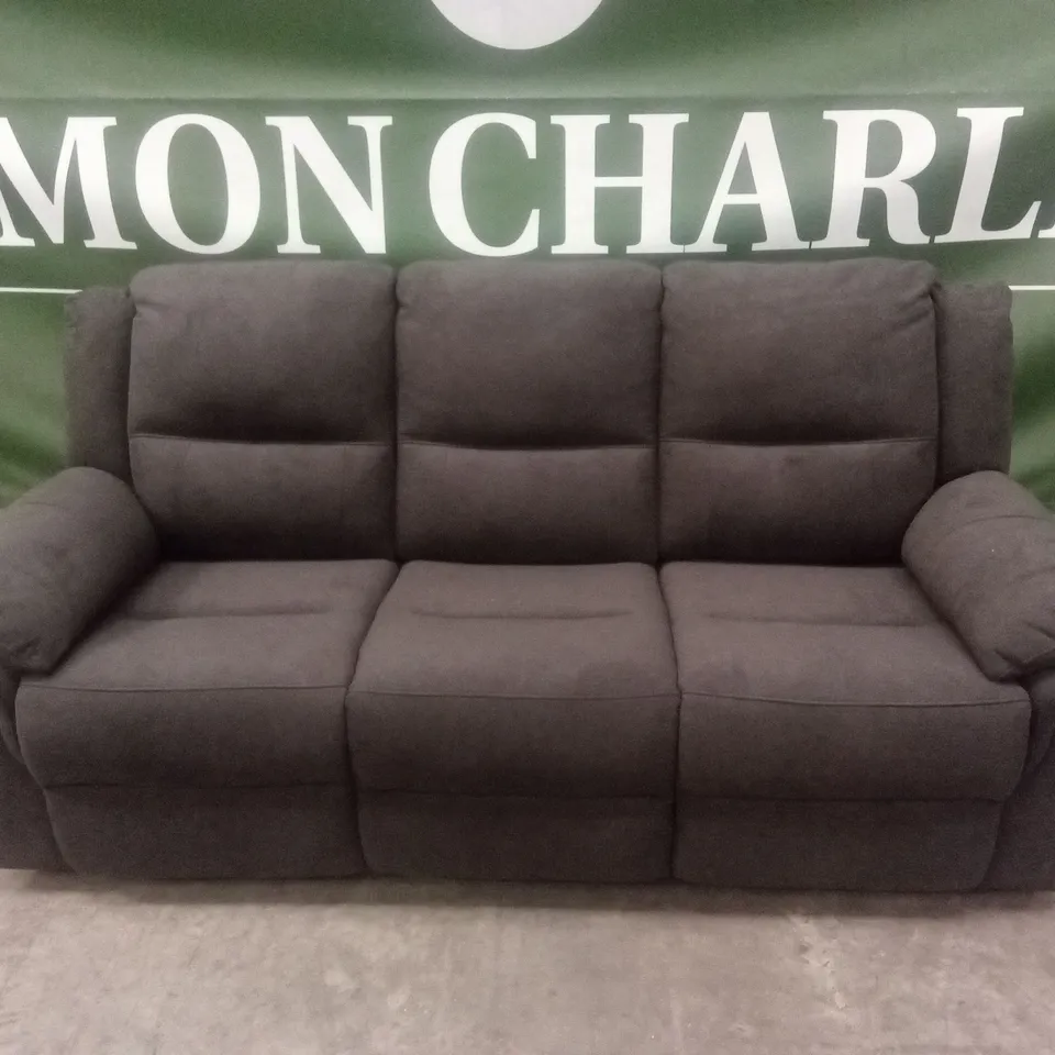 ALBION CHENILLE 3 SEATER HIGH BACK MANUAL RECLINER SOFA - CHARCOAL RRP £679