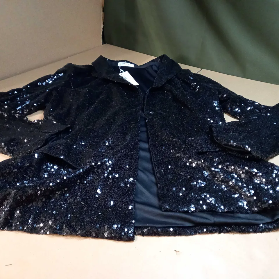 SAINT GENIES BLACK SEQUIN BLAZER - SIZE 18