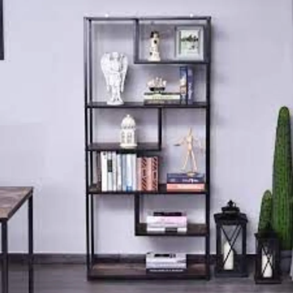 BOXED BRIXTON 175CM H X 82CM W STEEL GEOMETRIC BOOKCASE (1 BOX)