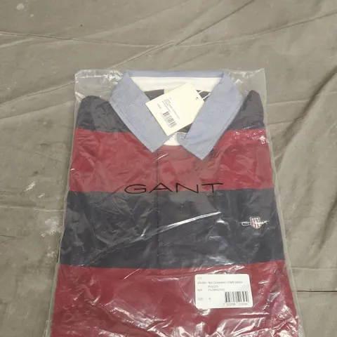 GANT POLO SHIRT β NAVY & RED STRIPE β SIZE M