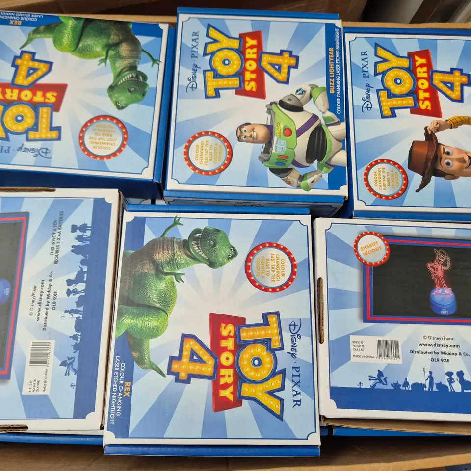APPROXIMATELY 36 ASSORTED TOY STORY 4 COLOUR CHANGING LASER ETCHED NIGHTLIGHTS - COLLECTION ONLY