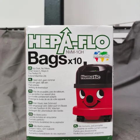 NUMATIC HEPA-FLO VACUUM CLEANER BAGS X10 FOR NVM-1CH