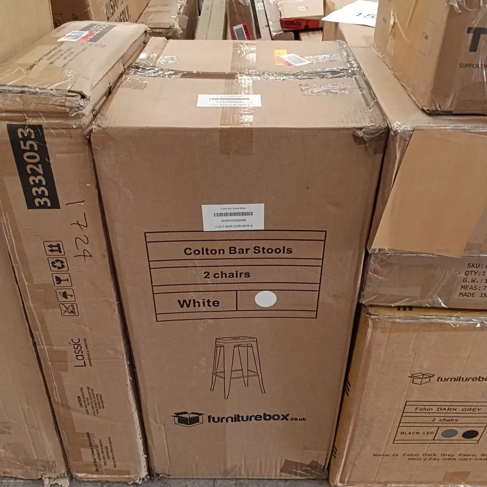 BOXED COLTON BAR STOOLS - WHITE (1 BOX)