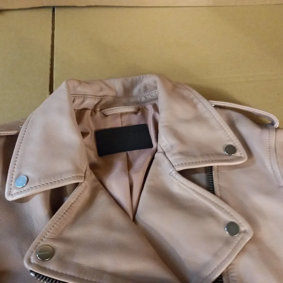 ALL SAINTS NUDE PU BIKER STYLE JACKET - UK 14