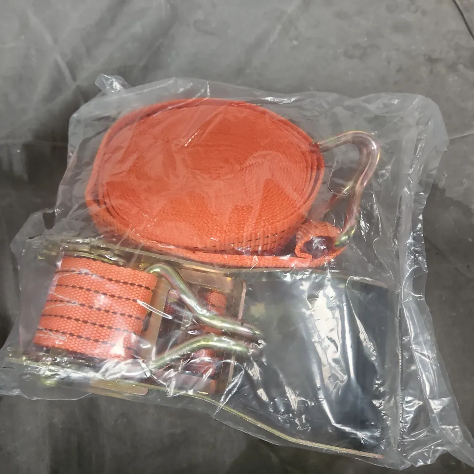 Orange ratchet strap kit with hooks – tie-down cargo strap 