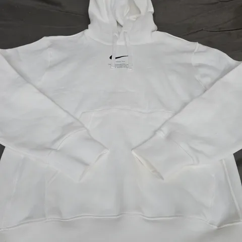 NIKE LOGO SWOOSH HOODIE, WHITE - UK SIZE XS