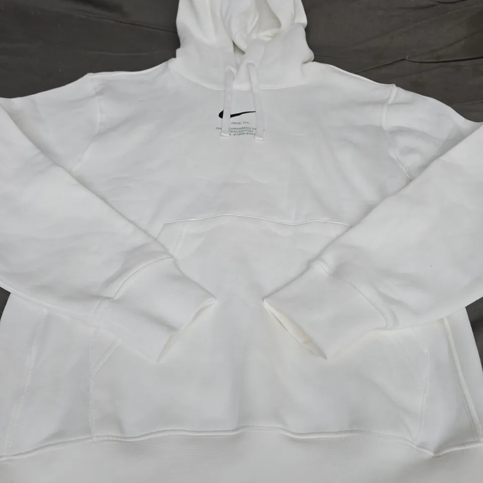 NIKE LOGO SWOOSH HOODIE, WHITE - UK SIZE XS