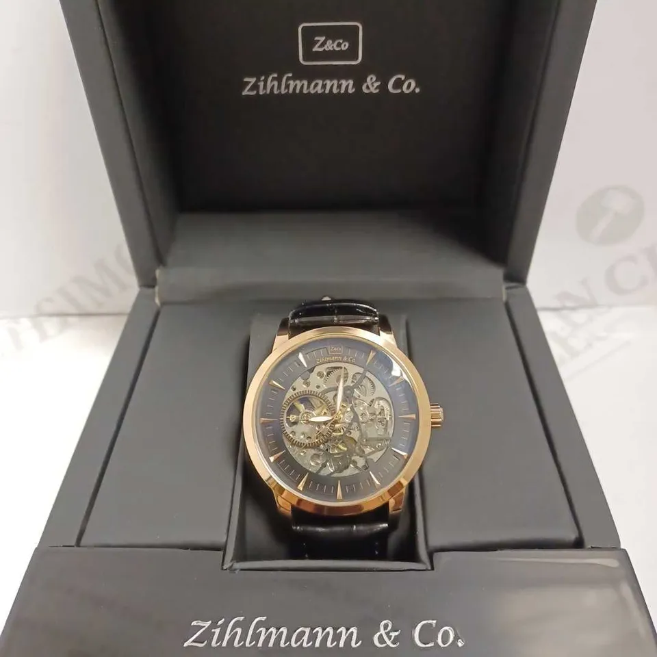ZIHLMANN & CO TRIPLE DIAL LEATHER STRAP WATCH