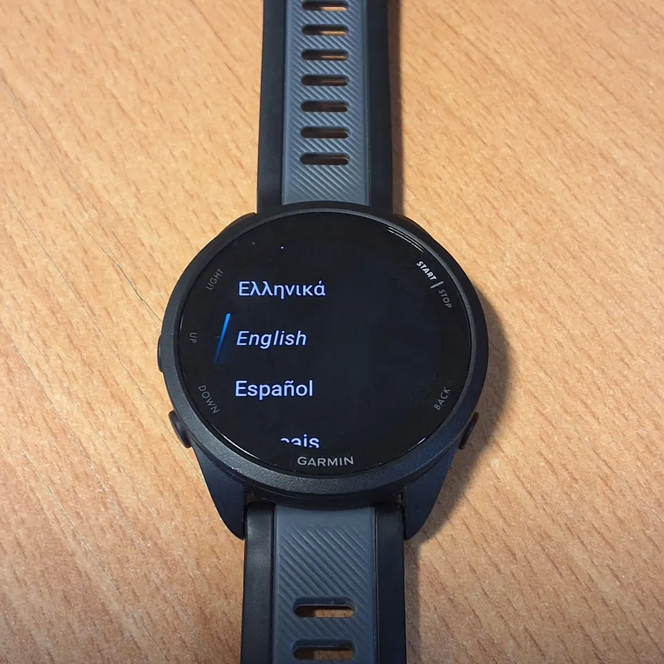 UNBOXED GARMIN FORERUNNER 165 SMART WATCH WITH GREY/BLACK STRAP