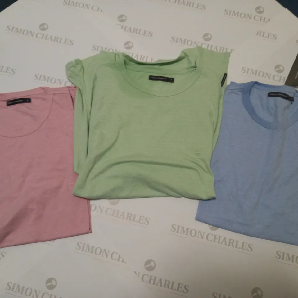 PACK OF 3 FRENCH CONNECTION TSHIRTS IN GREEN, BLUE AND PINK - SIZE XL