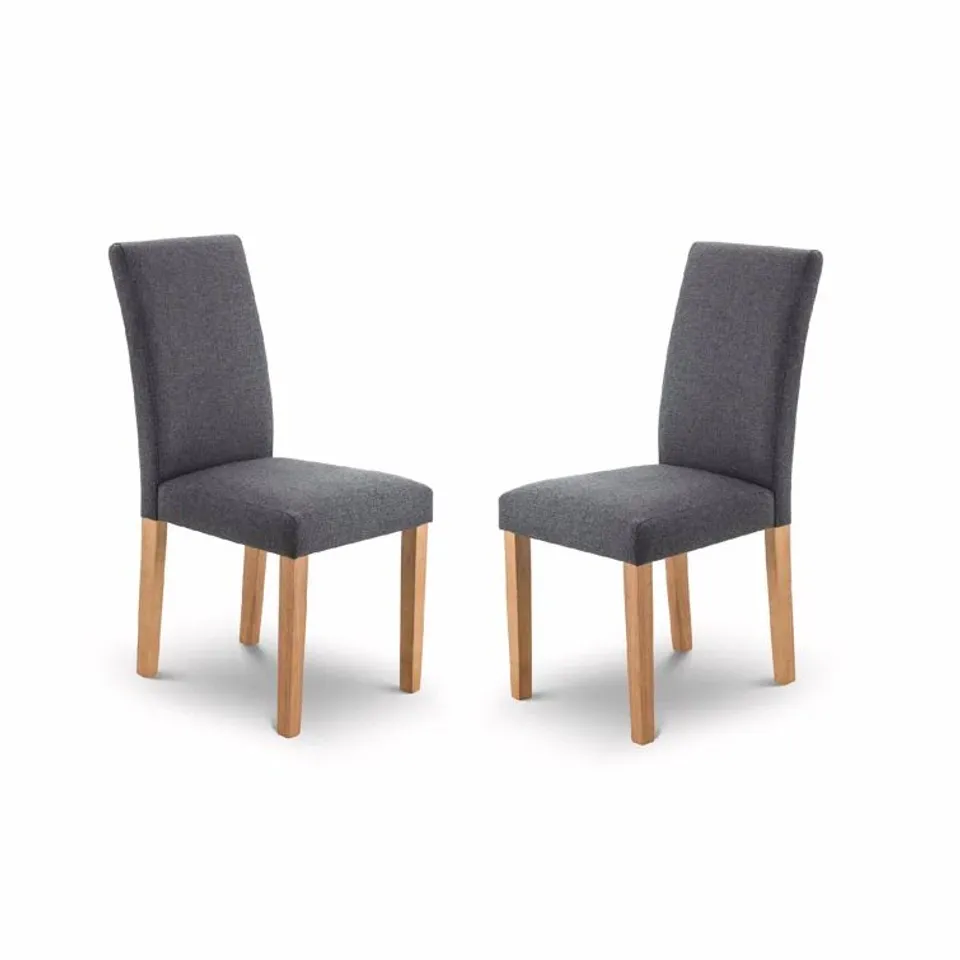 BOXED SET OF 2 ETTEN UPHOLSTERED DINING CHAIRS - GREY/OAK (1 BOX)